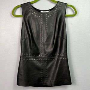 Bailey 44 Faux Vegan Leather Black Studded Sleeveless Top Medium